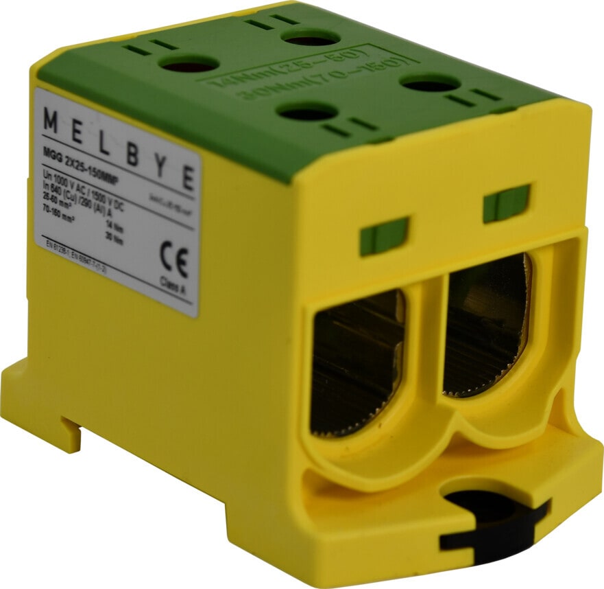 Melbye - Universalklemme, MGG 2xAl/Cu 150mm² (Gul/Gr)