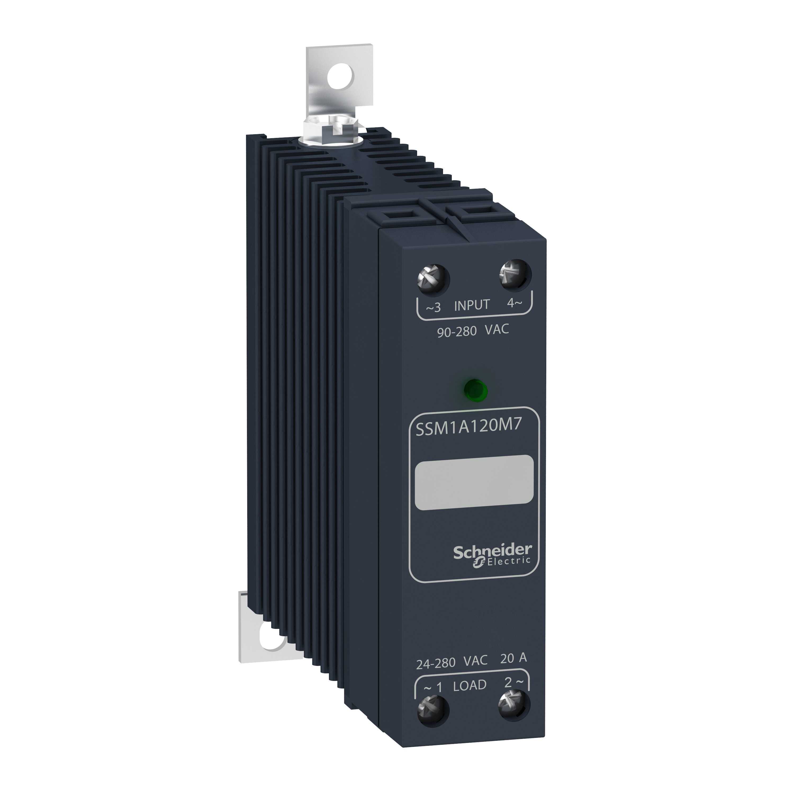 Schneider Electric - Solid State Relé for DIN-skinne, 1 faset 20A 90-280VAC utgang og 4-32VDC input