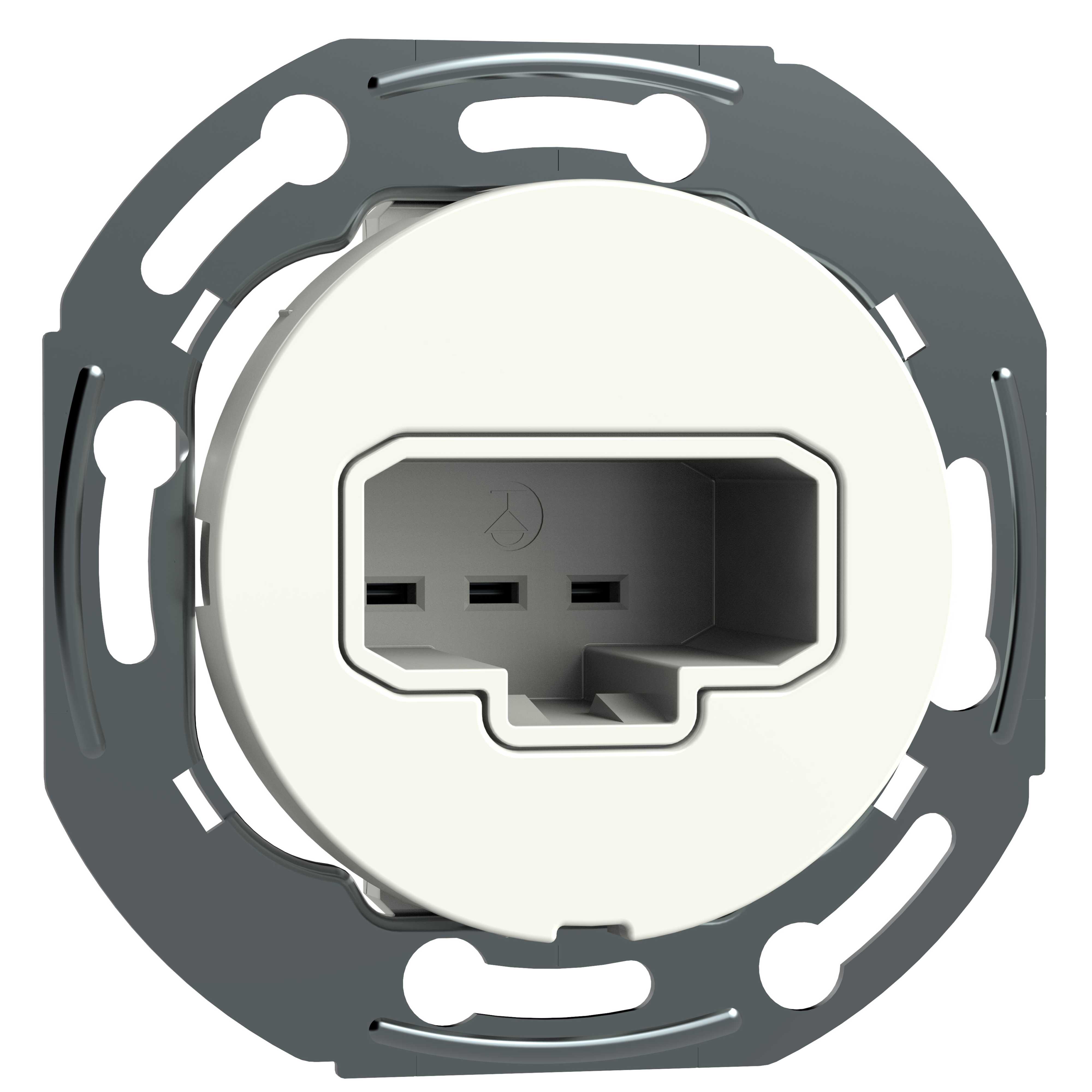 Schneider Electric - Renova DCL innfelt lampeuttak for vegg med senterplate - fjærkl. - Jordet - hvit