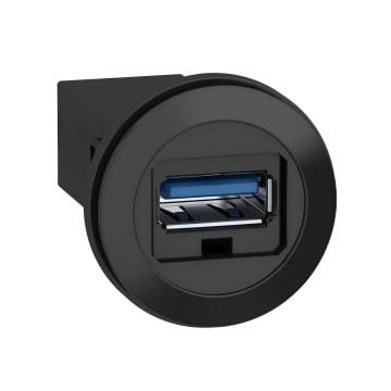 USB 3.0 uttak til montasje i Ø22 mm hull, USB-A/USB-A på både sider
