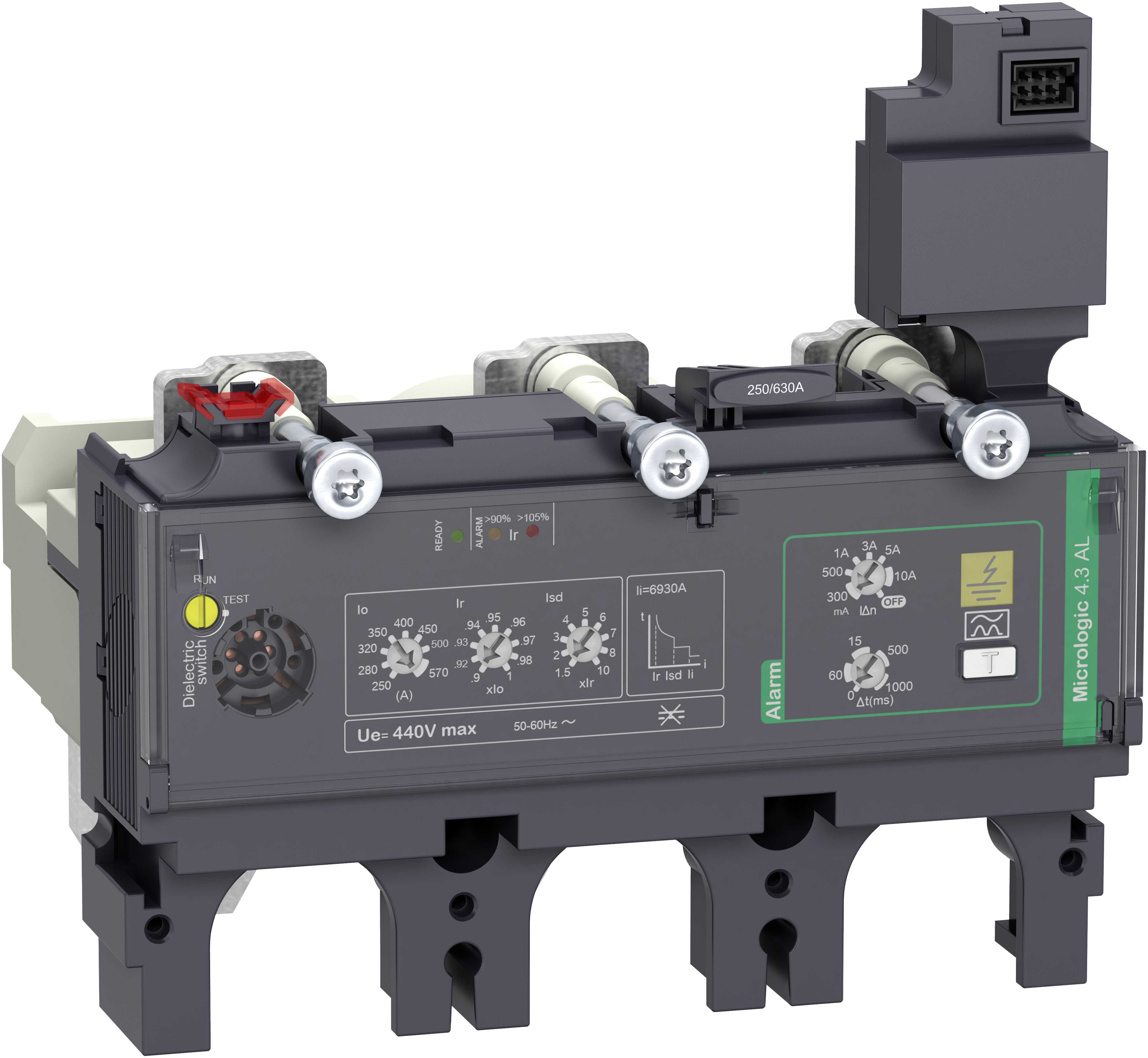 Schneider Electric - Vern for effektbryter NSX630, Micrologic 4.3 570A 3p, med Jordfeilalarm