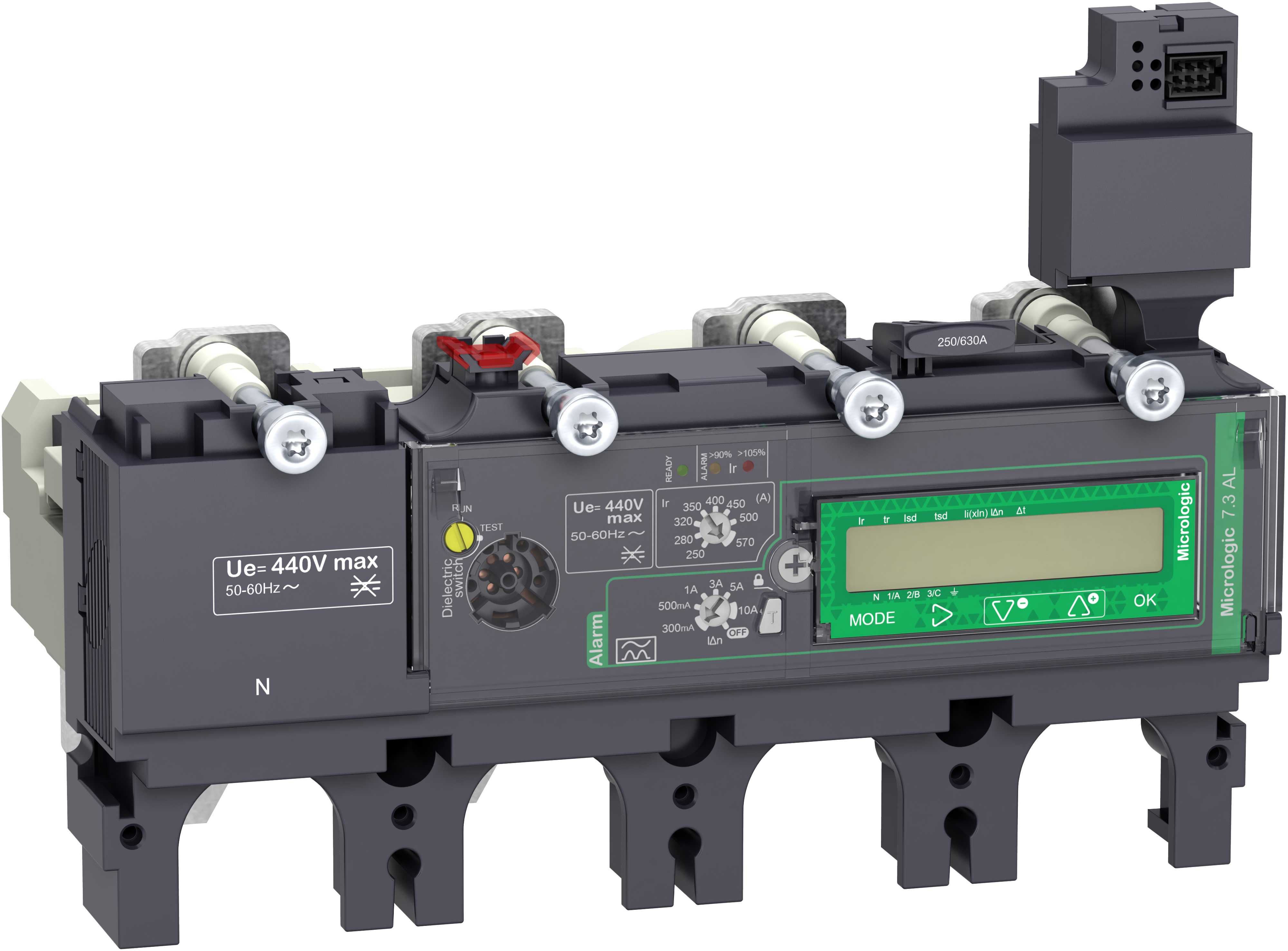 Schneider Electric - Vern for effektbryter NSX630, Micrologic 7.3E 570A 4p, med Jordfeilalarm