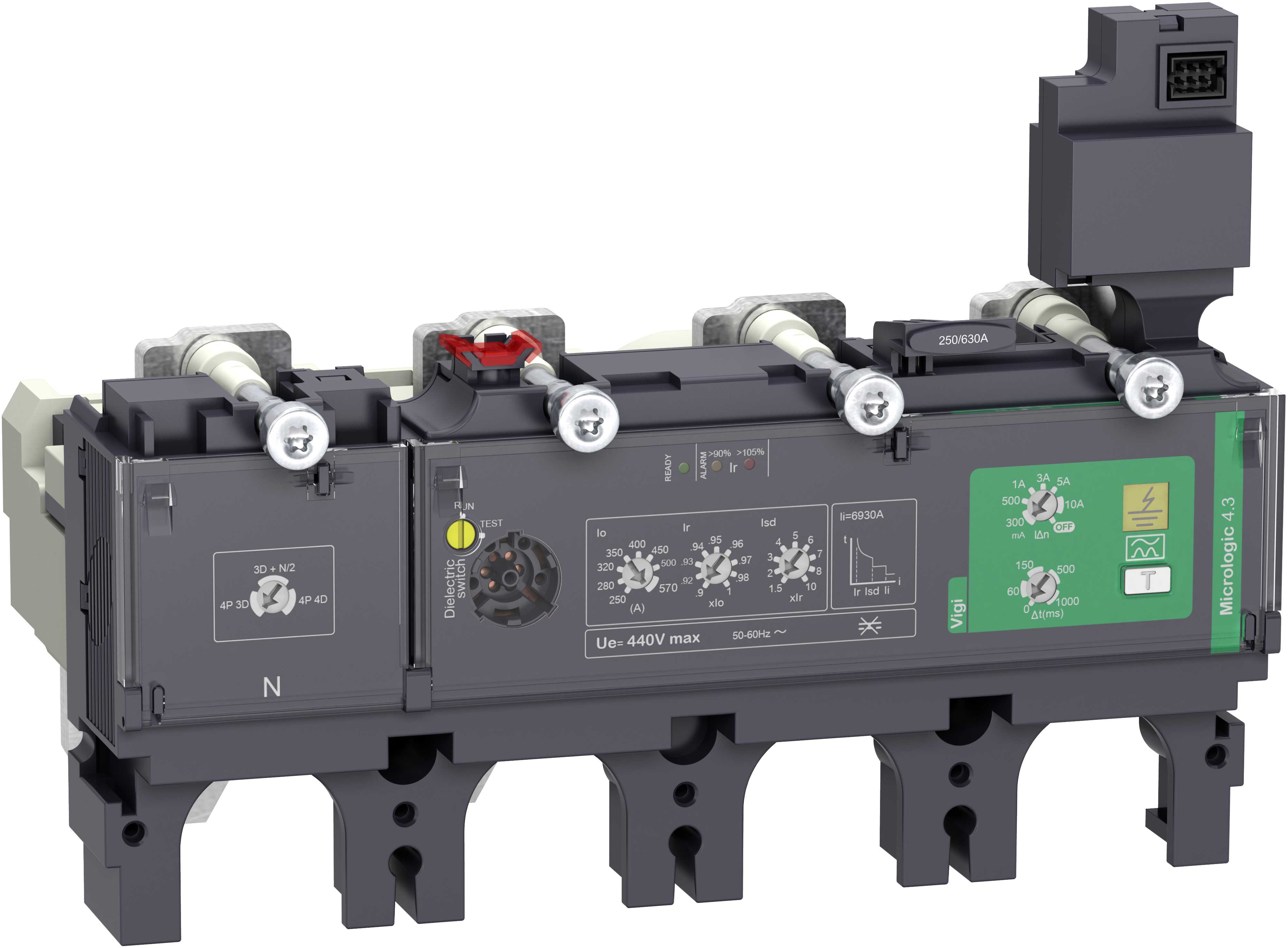 Schneider Electric - Vern for effektbryter NSX630, Micrologic 4.3 570A 4p, med Jordfeilvern