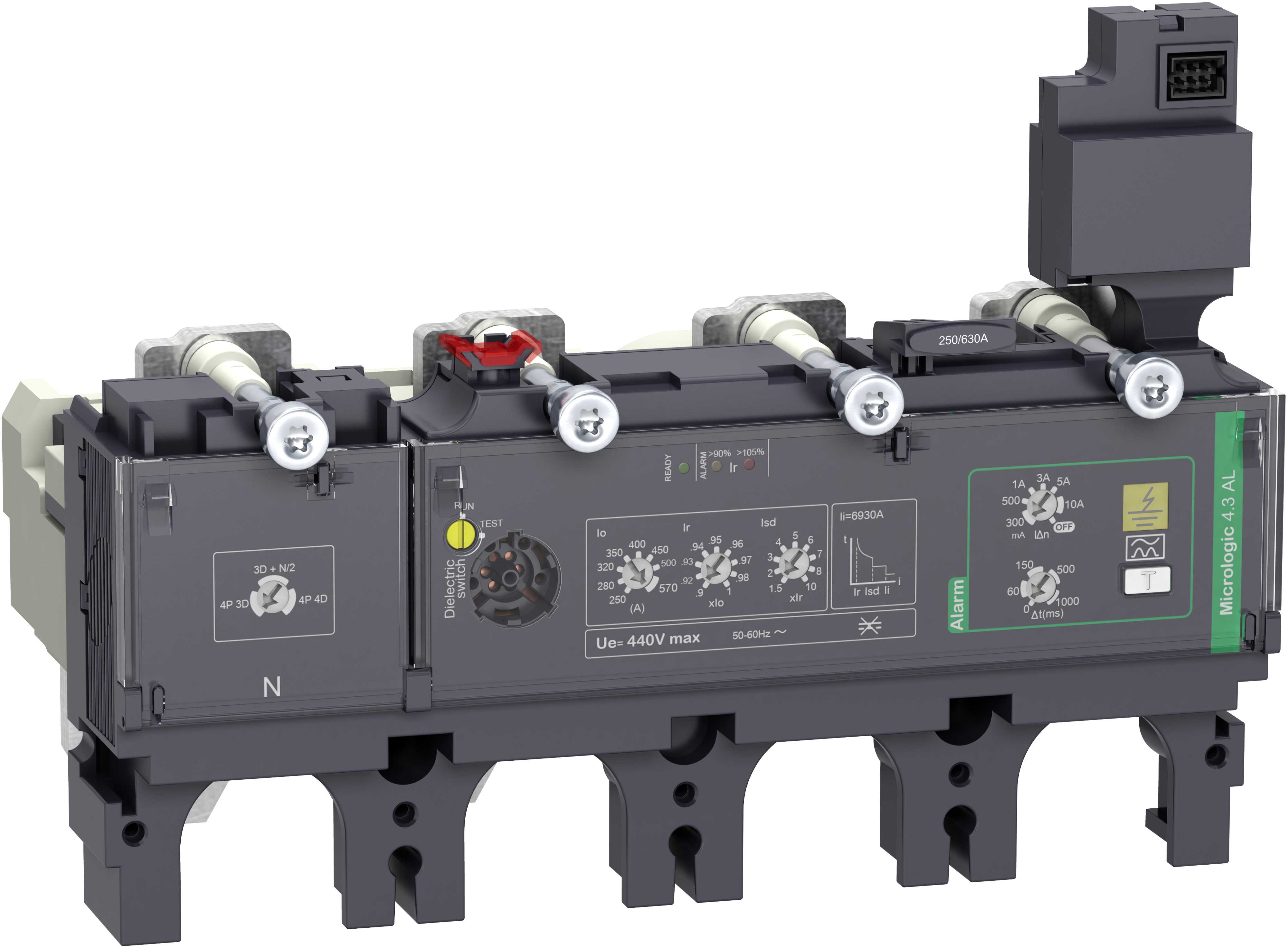 Schneider Electric - Vern for effektbryter NSX630, Micrologic 4.3 570A 4p, med Jordfeilalarm