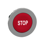 Schneider Electric - Trykknapphode flush i metall med fjærretur og plan trykflate i rød farge med hvit "STOP"