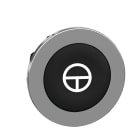 Schneider Electric - Trykknapphode flush i metall med fjærretur og plan trykflate i sort farge med hvit "jog" symbol