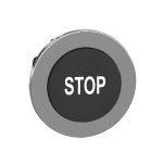 Schneider Electric - Trykknapphode flush i metall med fjærretur og opphøyd trykflate i sort farge med hvit "STOP"