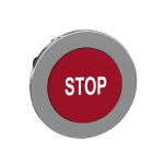 Schneider Electric - Trykknapphode flush i metall med fjærretur og opphøyd trykflate i rød farge med hvit "STOP"