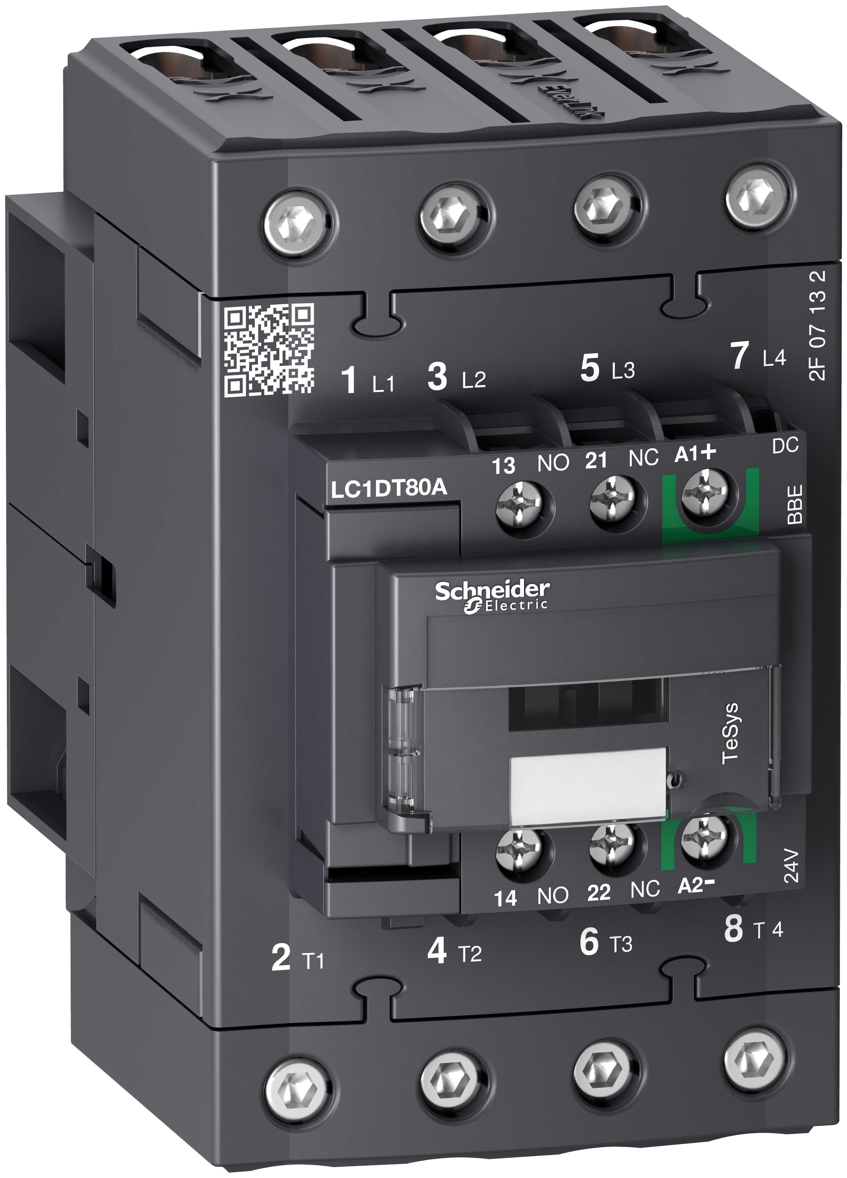 Schneider Electric - TeSys D kontaktor 4P 80A AC-1 opptil 440V spole 24V DC Everlink