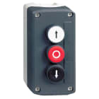 Schneider Electric - Trykknappboks 3 funksjoner 2 pil (hvit og sort) + 0 (rød) opphøyd 2NO + 1NC