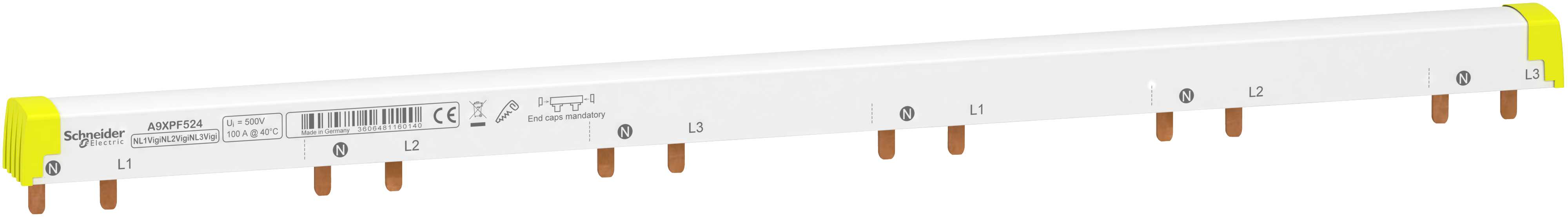 Schneider Electric - Samleskinne - 3P+N 24 moduer for 2P iC60+Vigi = 40-63A  (N-L1, N-L2, N-L3…)