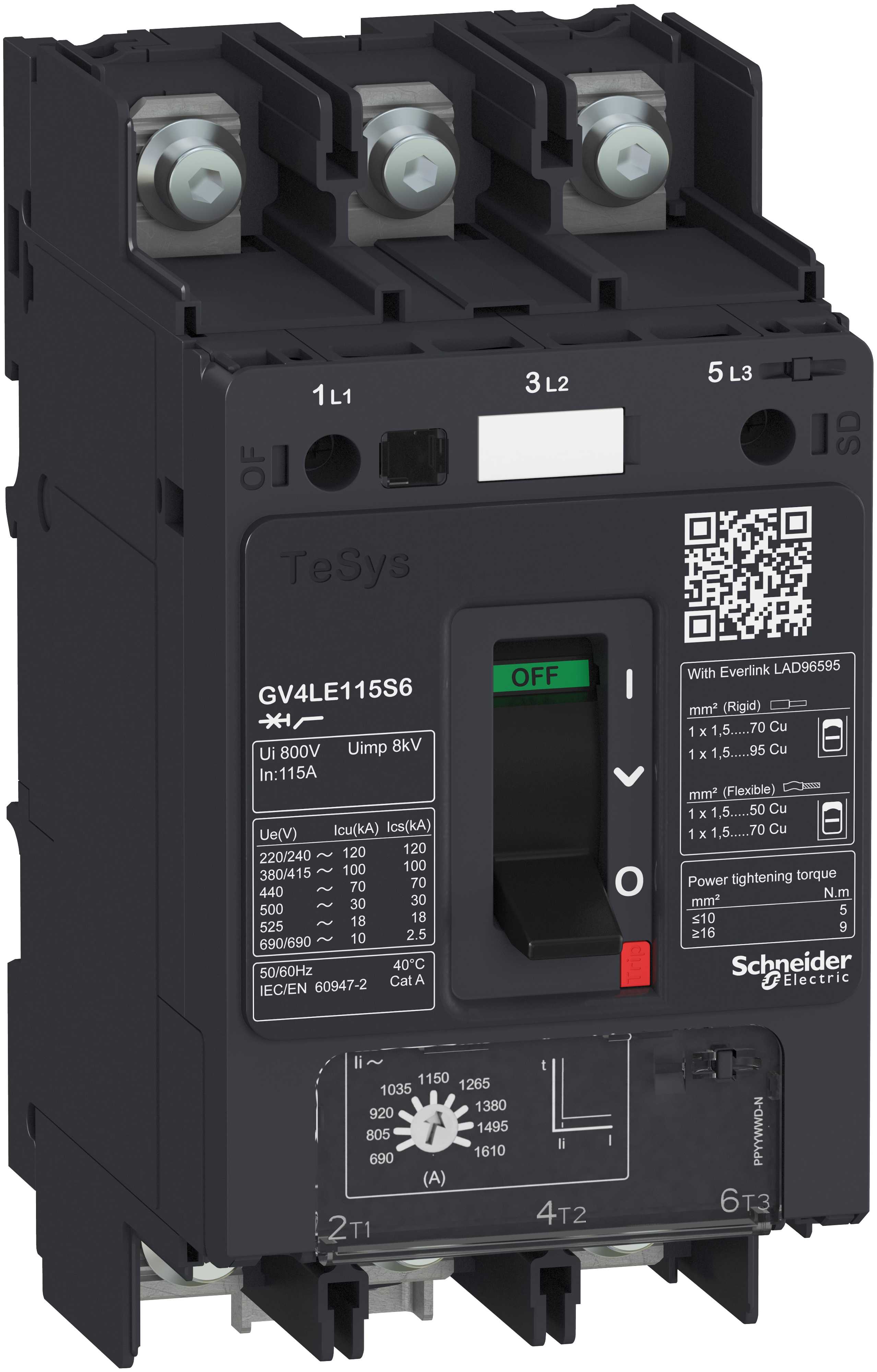 Schneider Electric - Motorvernbryter GV4LE Magnestisk 50A 25kA lug