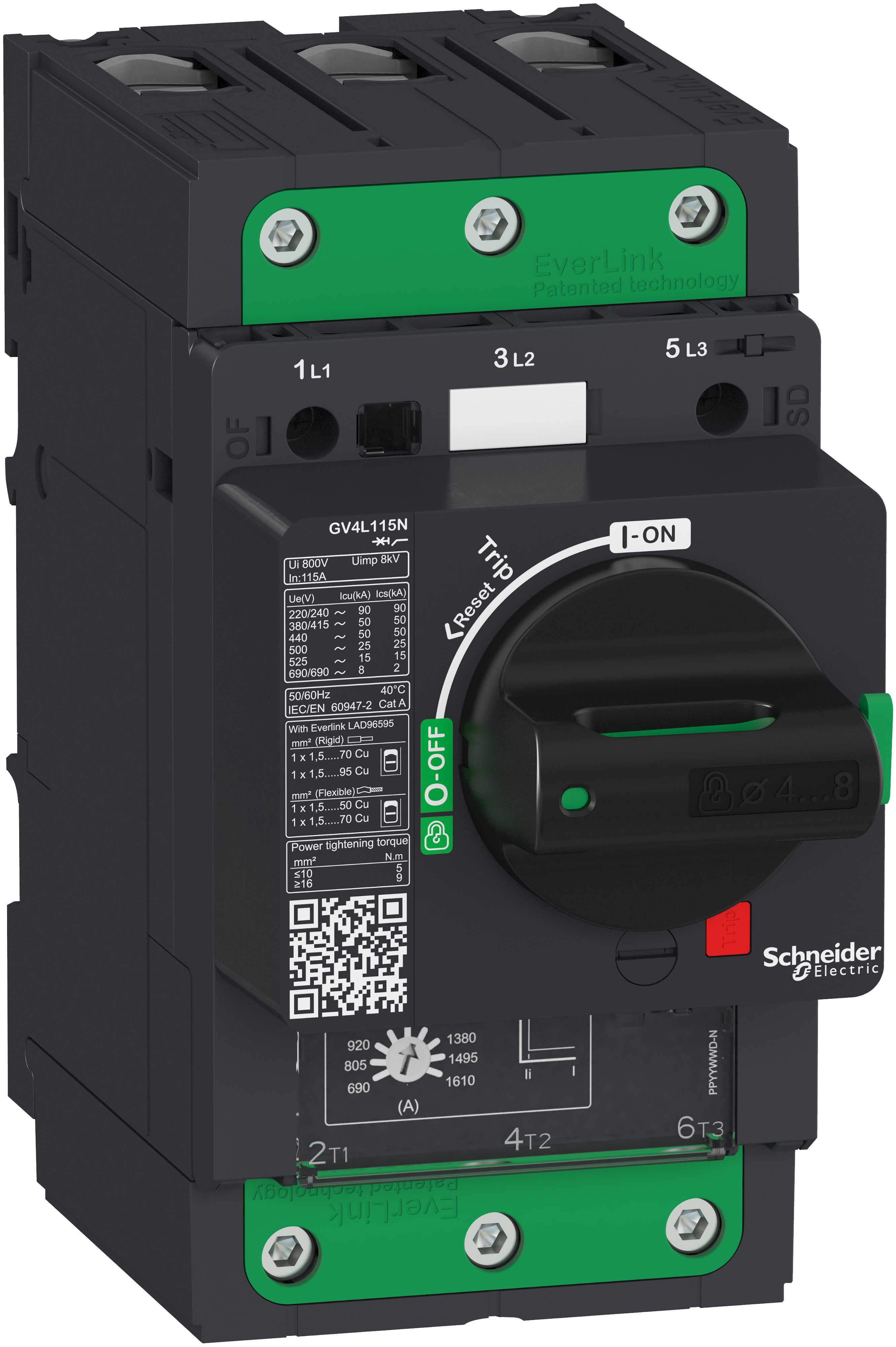 Schneider Electric - Motorvernbryter GV4L Magnestisk 50A 25kA Elink