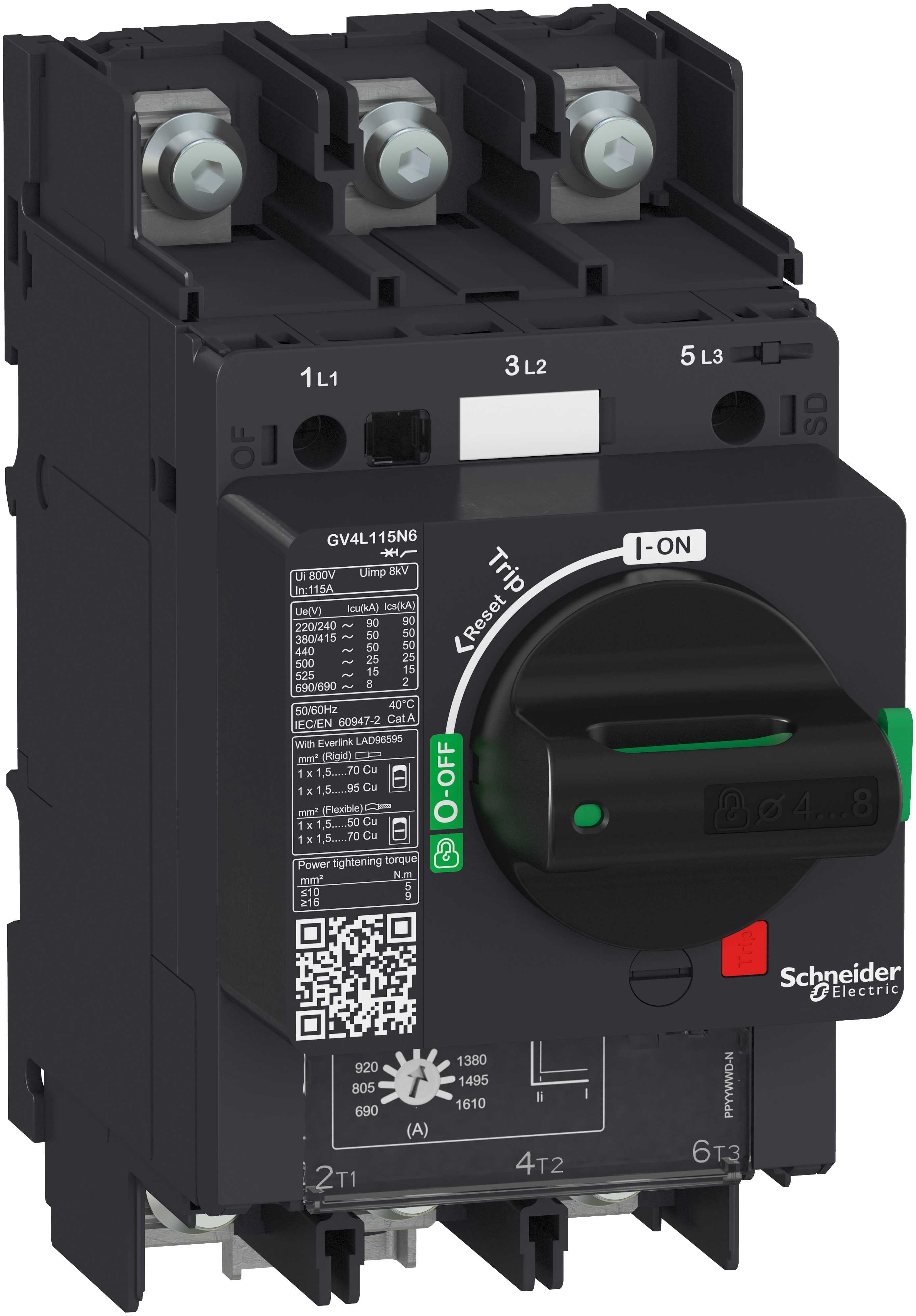 Schneider Electric - Motorvernbryter GV4L Magnestisk 25A 25kA lug