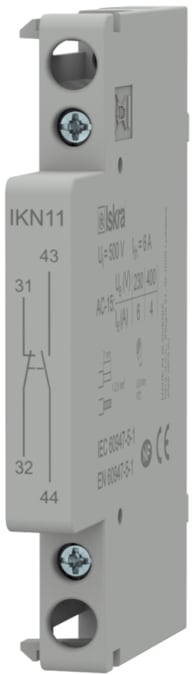 Iskra - Hjelpekontakt for installasjonskontaktor AC-15 2-pol, 0,5 modul, 1NO + 1NC