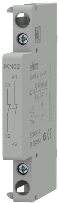 Iskra - Hjelpekontakt for installasjonskontaktor AC-15 2-pol, 0,5 modul, 2NC