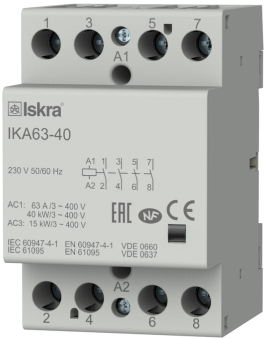 Function - Installasjonskontaktor 4 polt, 63 A, 230 VAC spole