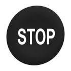 Schneider Electric - Trykknapphette for flush trykknapper uten kalott i sort med hvit "STOP"