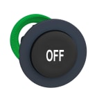 Telemecanique - Trykknapphode flush i plast med fjærretur og opphøyd trykflate i sort farge med hvit "OFF"