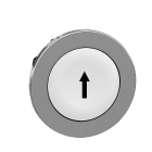 Schneider Electric - Trykknapphode flush i metall med fjærretur og plan trykflate i hvit farge med sort "pil"