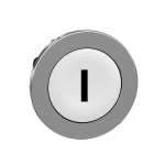 Schneider Electric - Trykknapphode flush i metall med fjærretur og plan trykflate i hvit farge med sort "I"