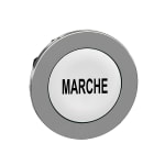 Schneider Electric - Trykknapphode flush i metall med fjærretur og plan trykflate i hvit farge med sort "MARCHE"