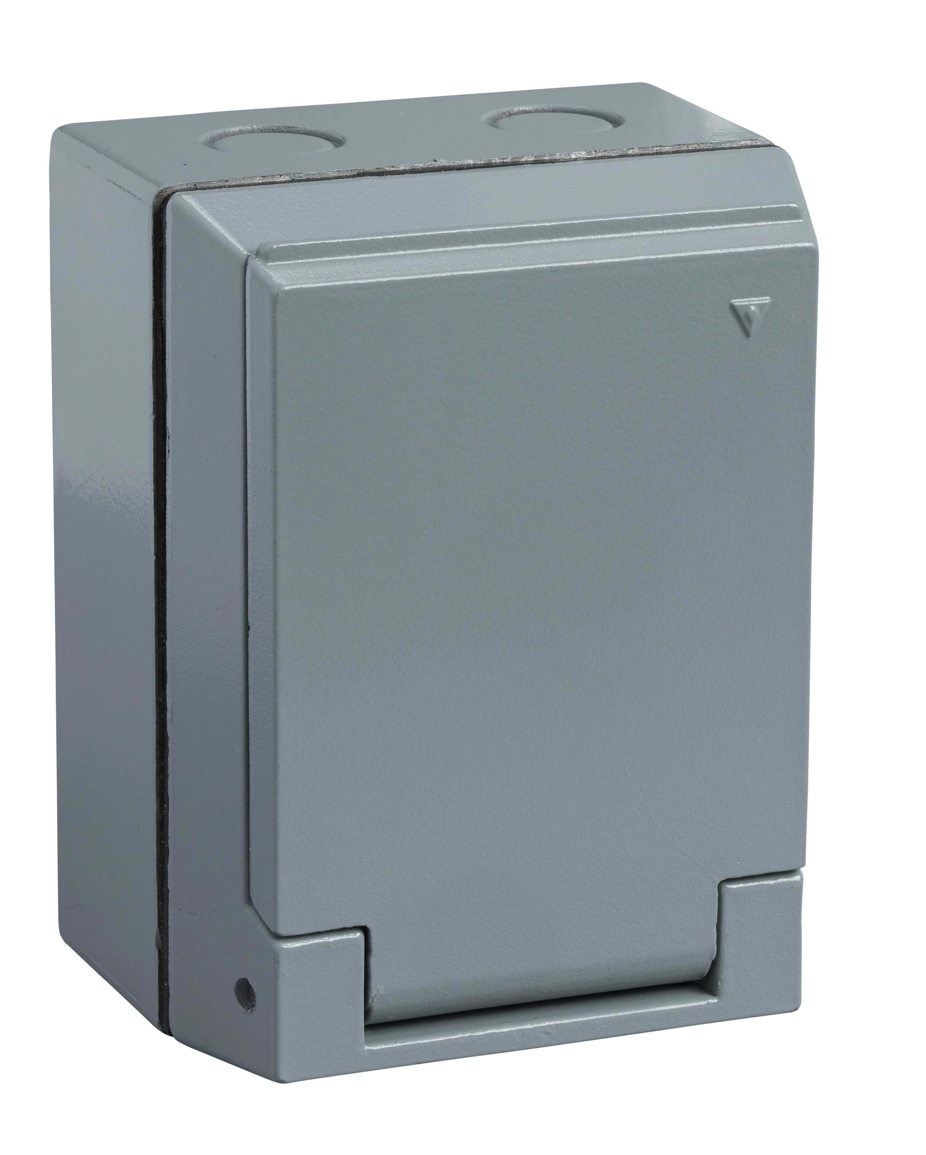 Schneider Electric - Stikkontakt - Påvegg VS 2/16 Jord - Silumin med klapplokk