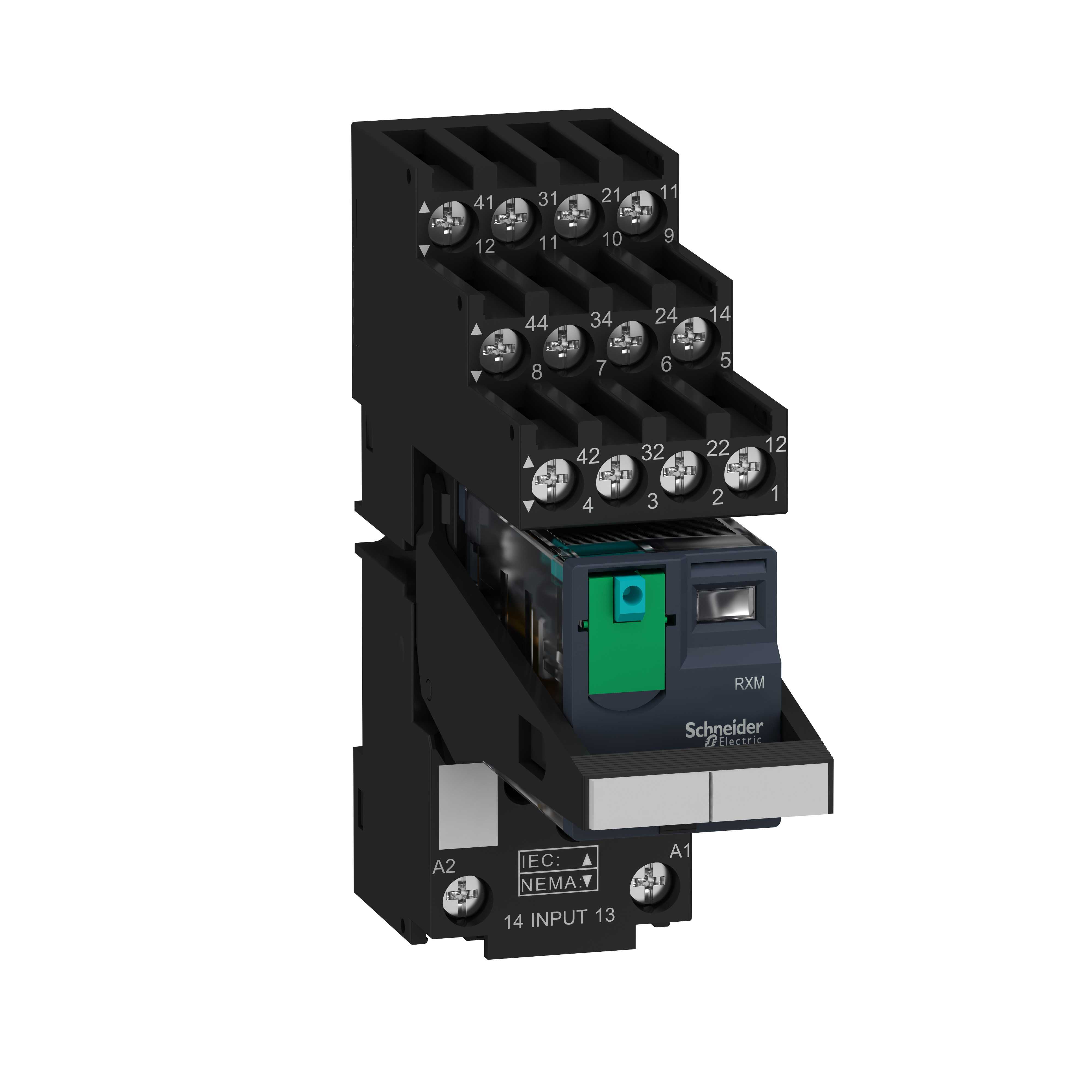 Schneider Electric - Zelio RXM pluggrelé i sokkel med testknapp - 4C/O 6A 24VDC forsyning