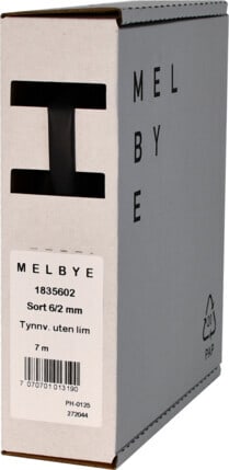 Melbye - Krympeslange Sort 6-2mm spoleboks 7m