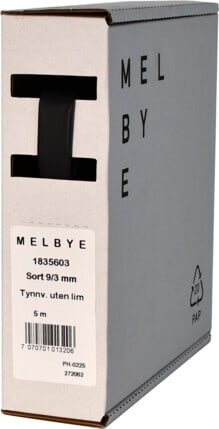 Melbye - Krympeslange Sort 9-3mm spoleboks 5m