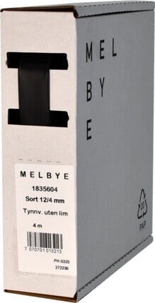 Melbye - Krympeslange Sort 12-4mm spoleboks 4m
