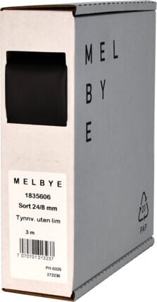 Melbye - Krympeslange Sort 24-8mm spoleboks 3m