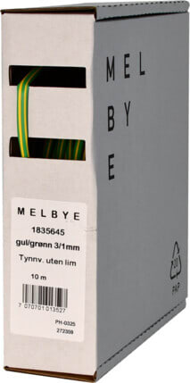 Melbye - Krympeslange Gul/Gr 3-1mm spoleboks 10m
