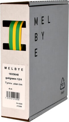 Melbye - Krympeslange Gul/Gr 12-4mm spoleboks 4m