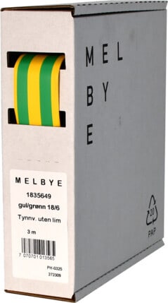 Melbye - Krympeslange Gul/Gr 19-6mm spoleboks 3m