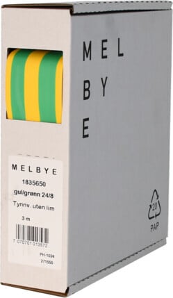Melbye - Krympeslange Gul/Gr 24-8mm spoleboks 3m