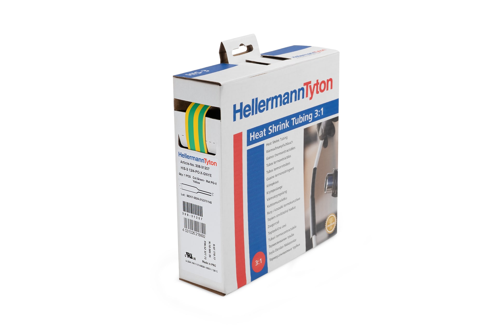 HellermanTyton - HIS3 9,0/3,0mm 5m Box Gul/Grønn