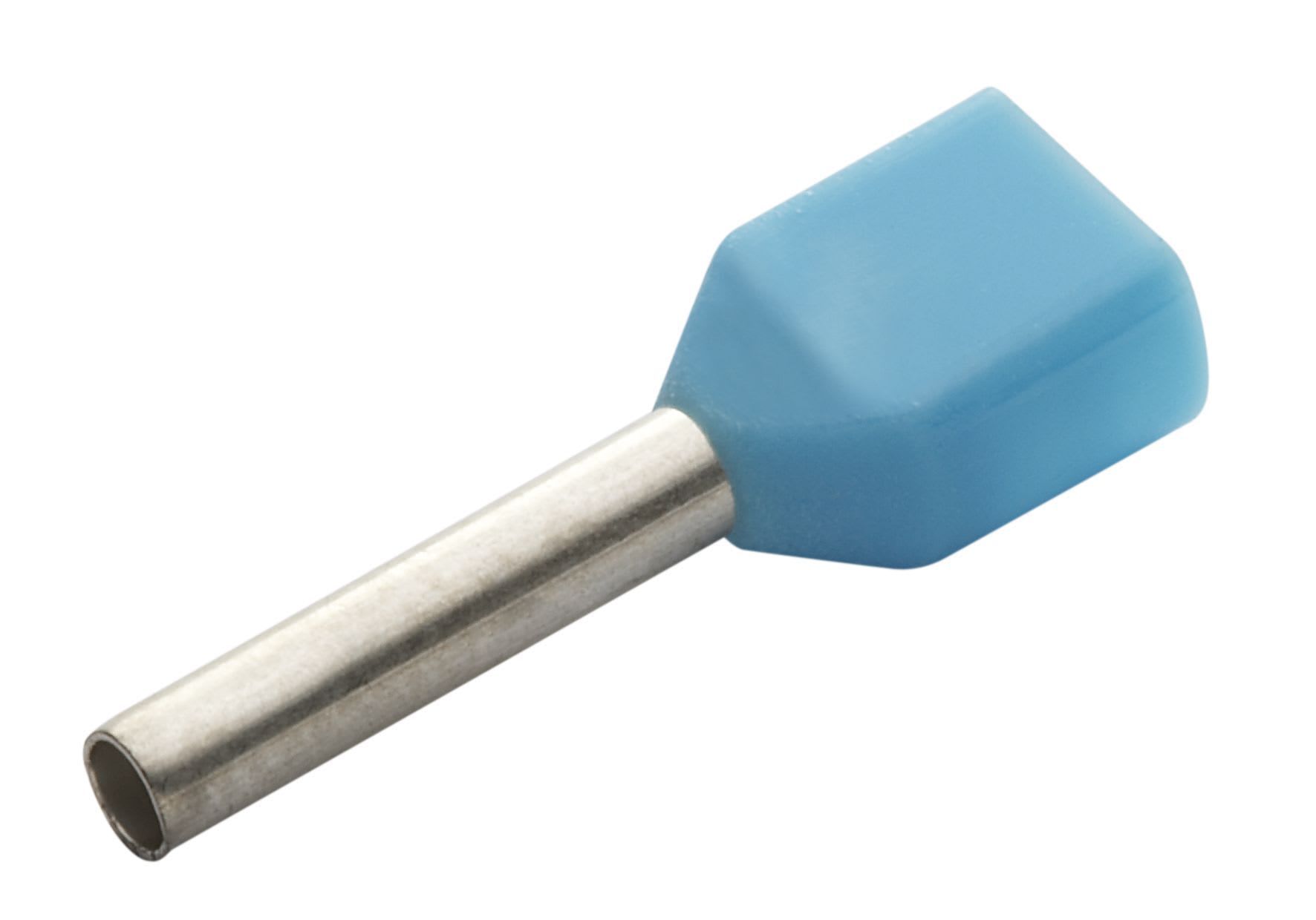TradeForce - ENDEHYLSE DOBBEL  2 x 0.75mm² /L=8mm BLÅ PK100 - 50014