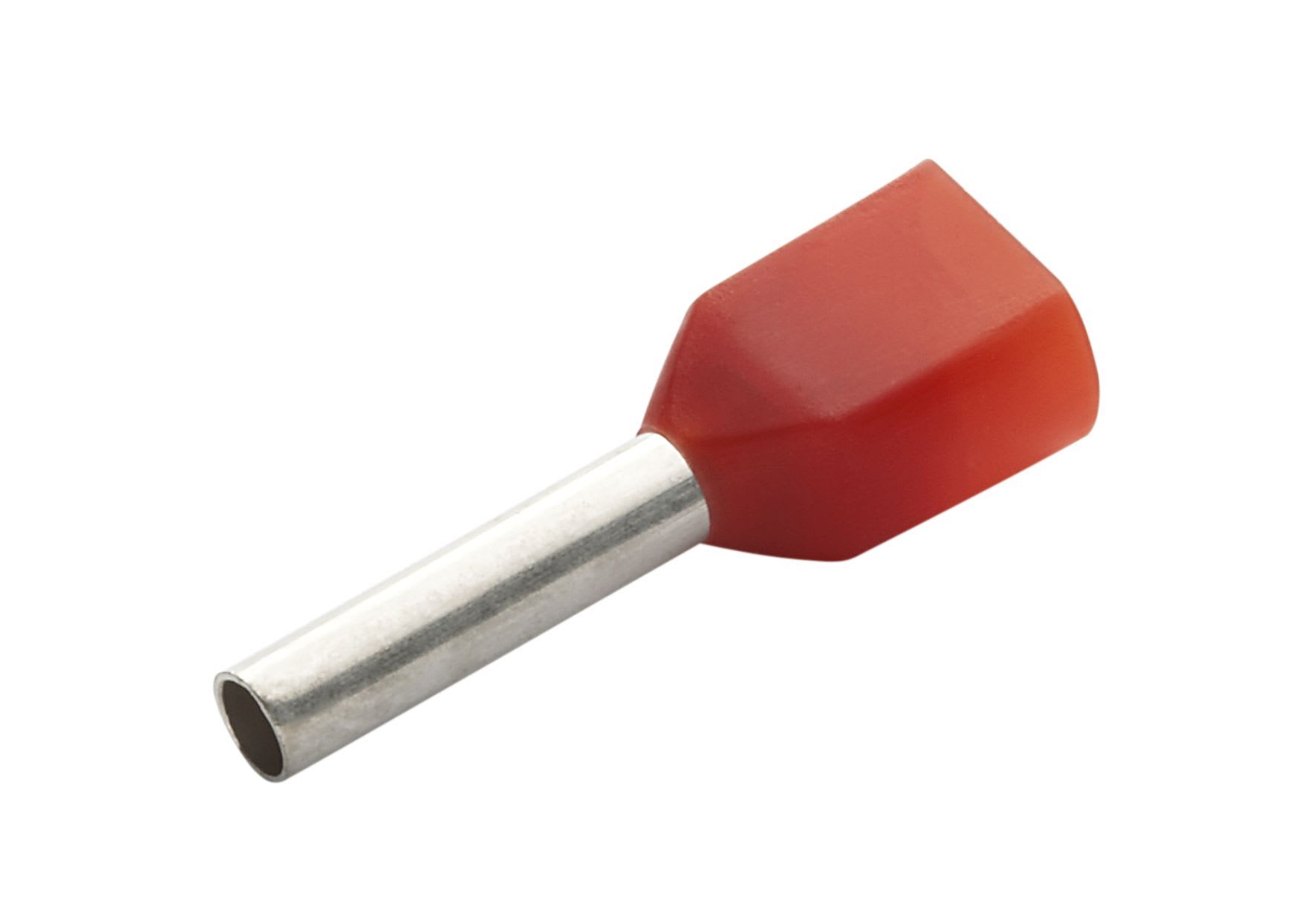 TradeForce - ENDEHYLSE DOBBEL  2 x 1.0mm² /L=8mm RØD PK100 - 50015