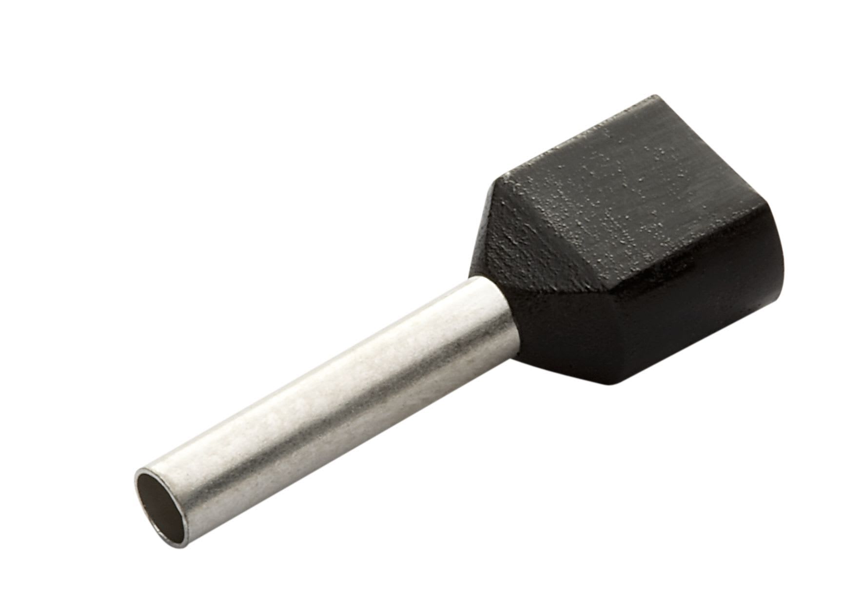 TradeForce - ENDEHYLSE DOBBEL  2 x 1.5mm² /L=8mm SVART PK100 - 50016