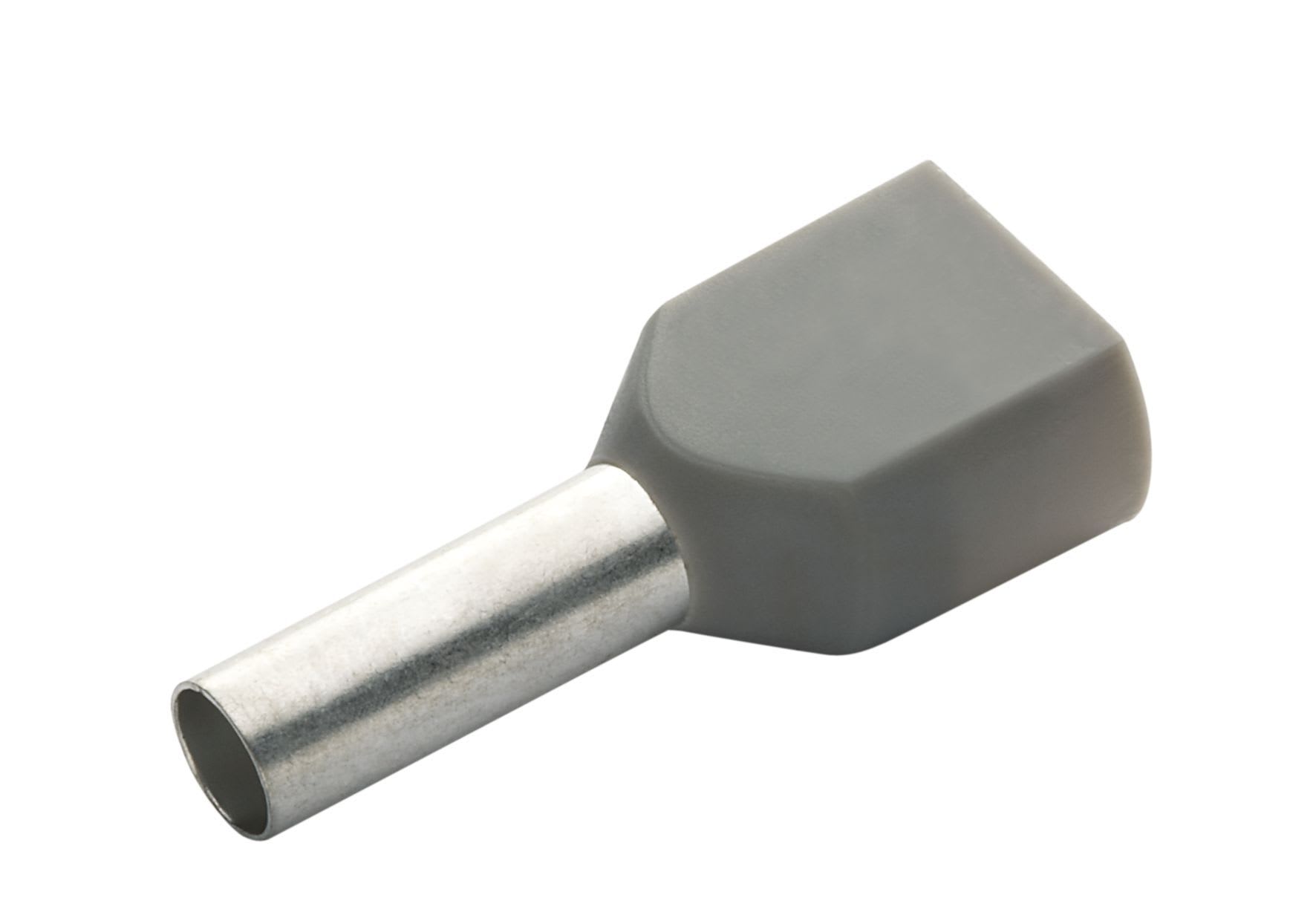 TradeForce - ENDEHYLSE DOBBEL  2 x 2.5mm² /L=10mm  GRÅ PK100 - 50017