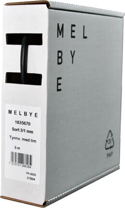 Melbye - Krympeslange m/lim Sort 3-1mm