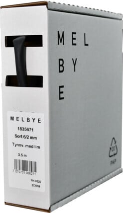 Melbye - Krympeslange m/lim Sort 6-2mm
