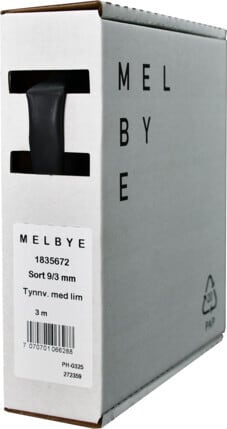 Melbye - Krympeslange m/lim Sort 9-3mm