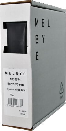 Melbye - Krympeslange m/Lim Sort 19,0-6,0mm