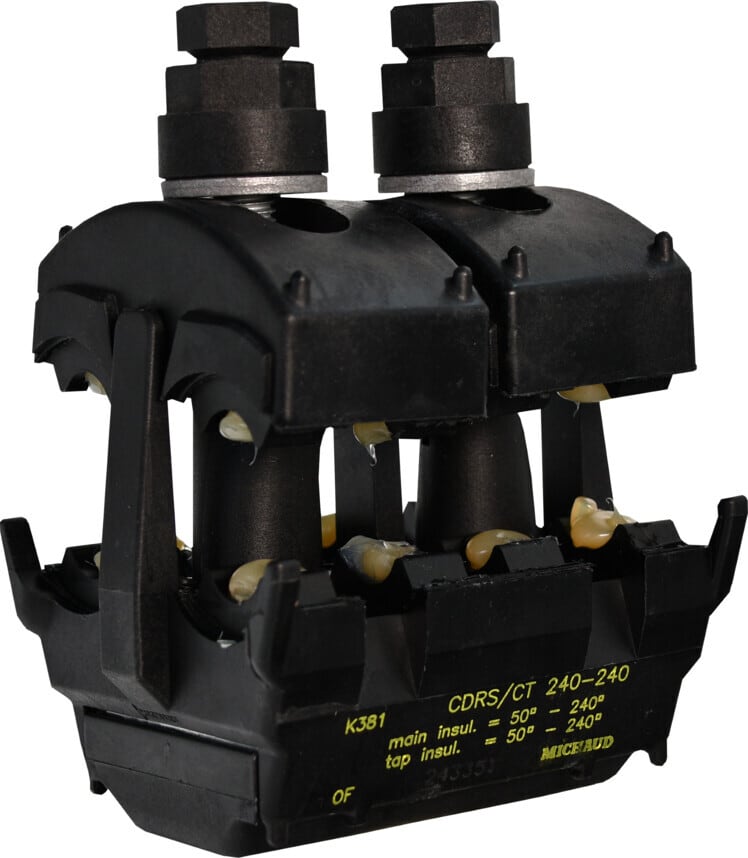 Melbye - Avgreningsklemme isolert 50-240/50-240mm² K381. For EX-hengeledning.