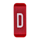 ABB Electrification - Utvendig merkesystem for kabelskap, rødt skilt D, pose a 10 stk, rød bakgrunn med hvit skrift.