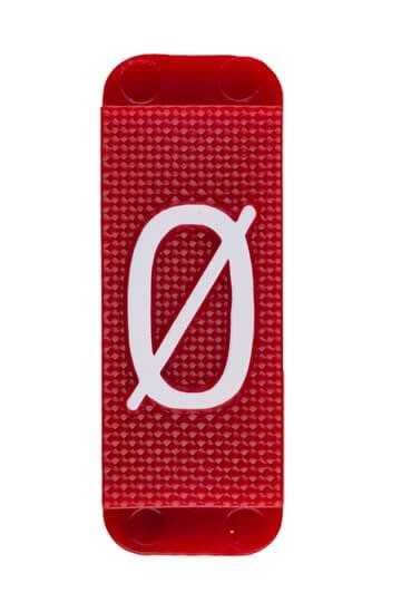 ABB Electrification - Utvendig merkesystem for kabelskap, rødt skilt Ø, pose a 10 stk, rød bakgrunn med hvit skrift