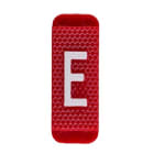 ABB Electrification - Utvendig merkesystem for kabelskap, rødt skilt E, pose a 10 stk, rød bakgrunn med hvit skrift.