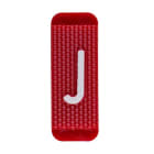 ABB Electrification - Utvendig merkesystem for kabelskap, rødt skilt J, pose a 10 stk, rød bakgrunn med hvit skrift.